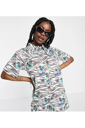 COLLUSION Hawaiian twill printed playsuit in