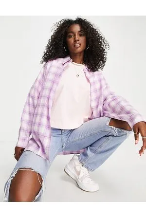 ASOS Long sleeve boyfriend shirt in lilac & pink check