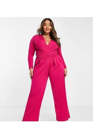 John Zack Summer bright slouchy jumpsuit in fuchsia