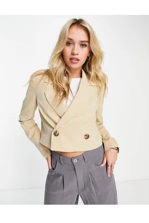 VERO MODA Aware tailored cropped blazer co-ord in beige