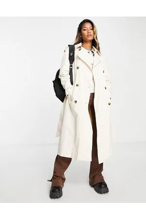 Object Cotton midi trench coat in ecru - STONE