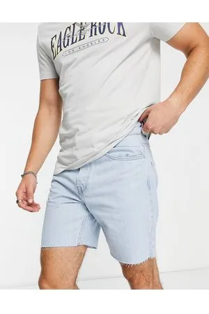 Only & Sons Cut off denim short in light vintage wash