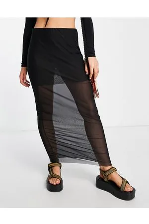 Monki Mesh midi skirt in