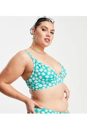 Peek & Beau Exclusive long line bikini top in sunflower print