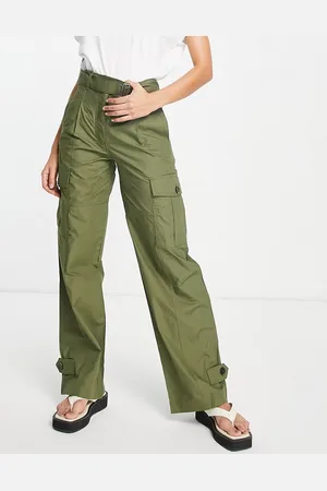 Aligne Cotton wide leg cargo trouser in khaki - KHAKI