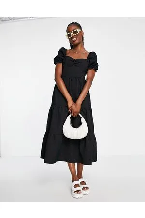 The Frolic Milkmaid maxi smock dress in textured