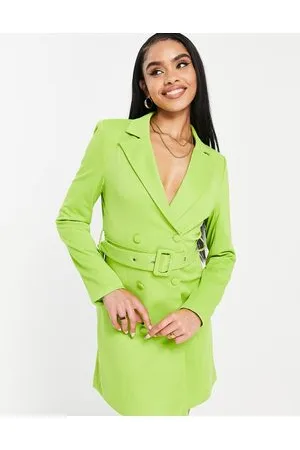 Unique 21 Utility belted blazer dress in lime