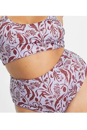 ASOS ASOS DESIGN Curve high waist bikini bottom in jungle print