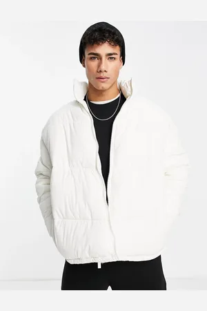 New Look Funnel neck puffer jacket in ecru