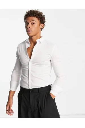 New Look Long sleeve muscle fit poplin shirt in