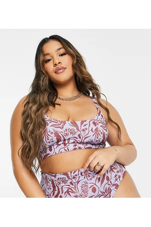 ASOS ASOS DESIGN Curve sleek crop bikini top in jungle print