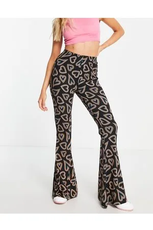 Urban Threads Kick flare trousers co-ord in heart print