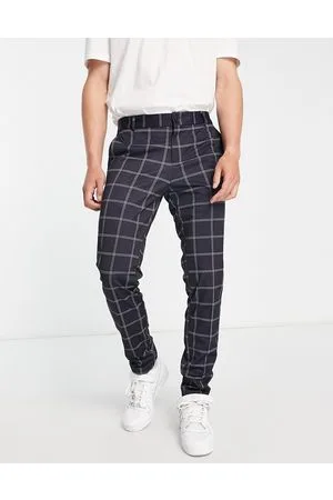 JACK & JONES Intelligence slim fit jersey trouser in navy check