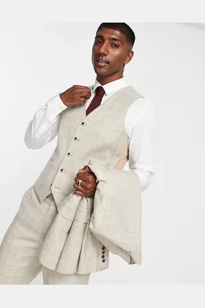 Harry Brown Slim fit suit waistcoat in brown check