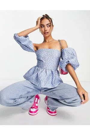 The Frolic Textured floral bandeau blouse in