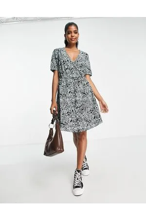 JDY Anetty wrap mini dress in
