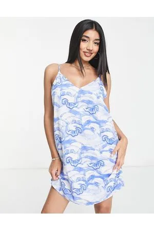 Monki Strappy mini dress in wave print
