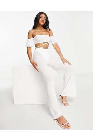 Unique 21 Unique 21 beach crop top and flared trousers co ord in