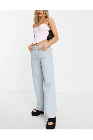 The Ragged Priest Low rise wide leg skater jeans in stone wash denim