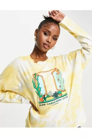 Dame Kortermede - Element low Gardening long sleve t-shirt in yellow tie-dye