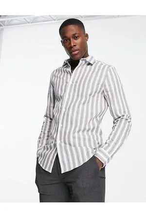 ASOS Regular linen stripe work shirt in