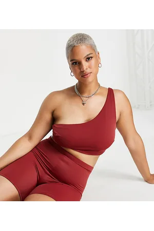 ASOS ASOS DESIGN Curve one shoulder bikini top in rust