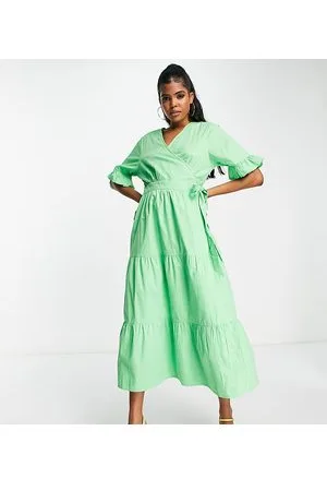 In The Style X Jac Jossa exclusive wrap detail tiered midi dress in