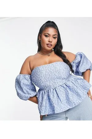 The Frolic Textured floral bardot blouse in