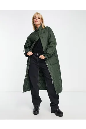 Object Onion quilted midi coat in khaki