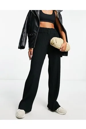 Y.A.S High waisted wide leg plisse trousers in