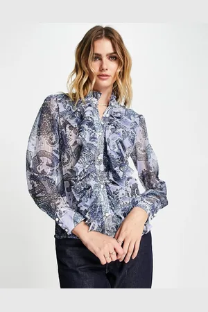 River Island Ruffle front blouse in print