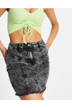 Parisian Panelled denim skirt in acid wash