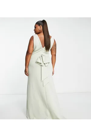 TFNC Bridesmaid bow back maxi dress in sage