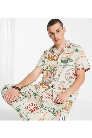Reclaimed Inspired short sleeve shirt co-ord in resort print