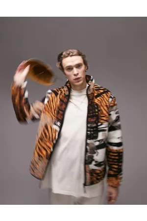 Topman Borg jacket with all over animal print in