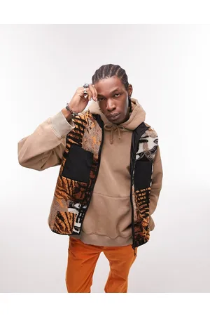 Topman Borg gilet with all over animal print in