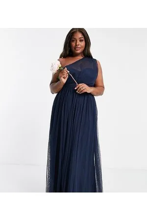 ANAYA Anaya With Love Plus Bridesmaid tulle one shoulder maxi dress in