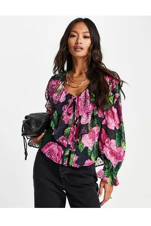 River Island Embellished printed blouse in