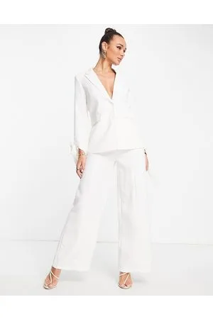 Extro & Vert Wide leg trousers with buckle side in off co-ord