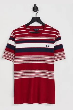 Ben Sherman Reverse knit stripe t-shirt in red