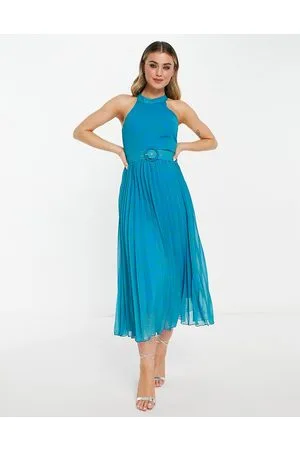 Style Cheat High neck pleated midaxi dress in leopard print