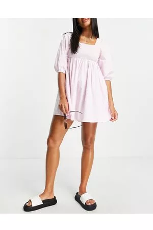 Influence shirred beach dress in lilac