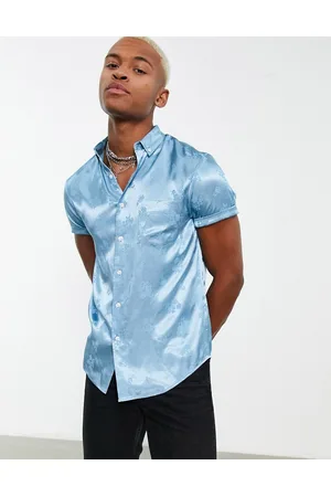 ASOS Regular fit satin shirt in floral jacquard