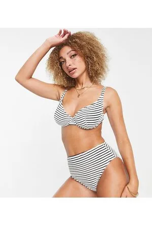 Peek & Beau Fuller Bust Exclusive mix and match underwired bikini top in striped towlling