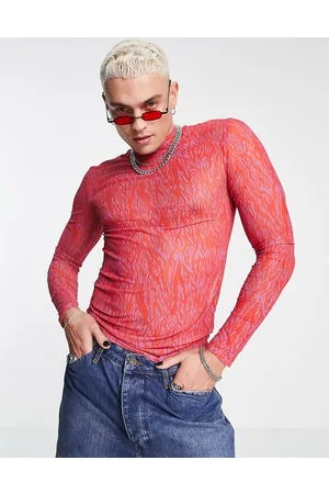ASOS Muscle turtle neck long sleeve t-shirt in printed mesh