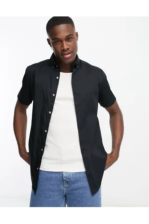 River Island Short sleeve embroidered muscle fit shirt in