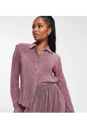 Glamorous Relaxed plisse shirt in purple spot co-ord