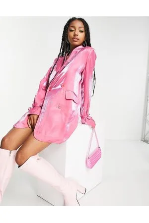 Heartbreak Mini blazer dress with tie cuffs in shimmer