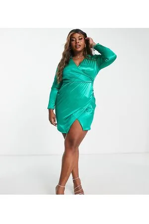 Simply Be Wrap front satin blazer dress in