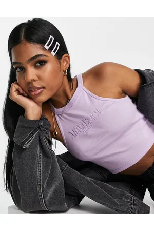 Stradivarius Miami Beach embroidered tank top in lilac